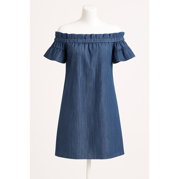 Anthropologie Corey Lynn Calter Dress Women Large Blue Denim Fall Preppy Cottage - Picture 1 of 4